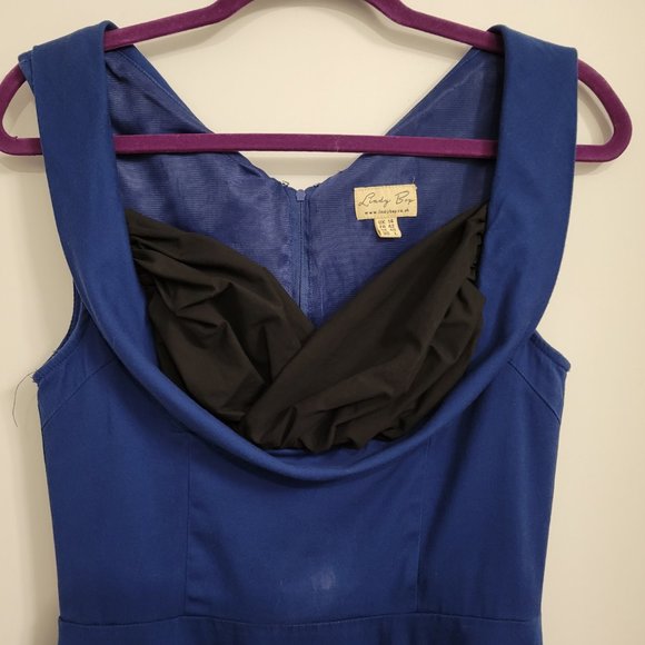 Lindy Bop 1950s Style Navy Blue Swing Dress - Picture 3 of 7